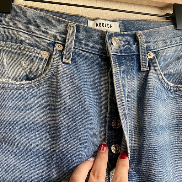 Agolde 90's Jean Mid Rise Light Wash Distressed - Picture 4 of 9